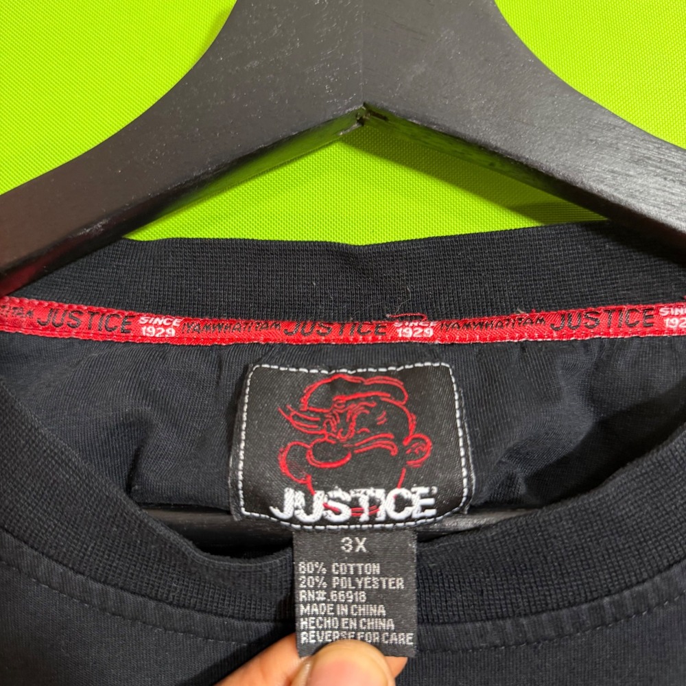 3XL Justice Popeye the Sailor Man Graphic Long Sleeve Shirt Black Grey Mens VTG - Picture 2 of 5